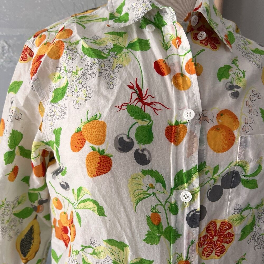 Equipment Femme summer fruits silk cotton white‎ button down classic blouse XS - Picture 2 of 7